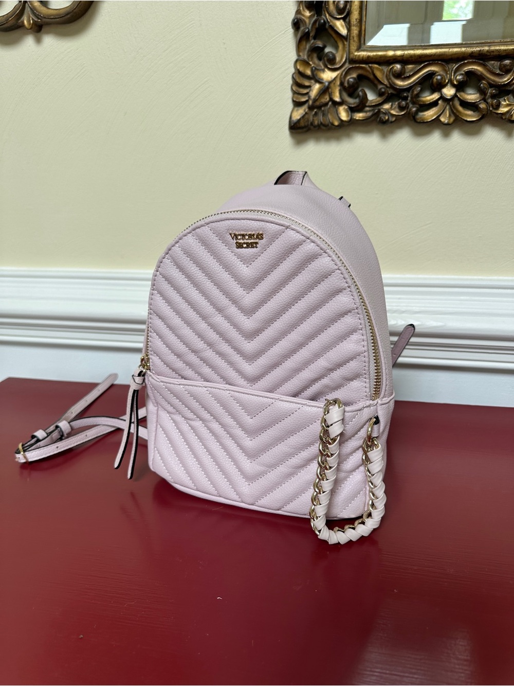 Victoria's Secret Light Pink Quilted Mini Backpack